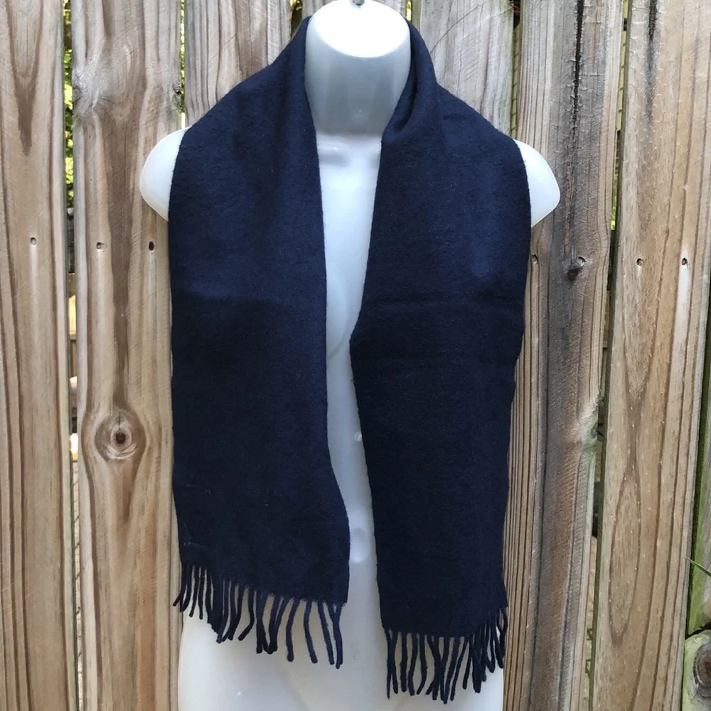 VTG Luxurious Sophisticated Cashmere Scarf made in West Germany Navy Blue